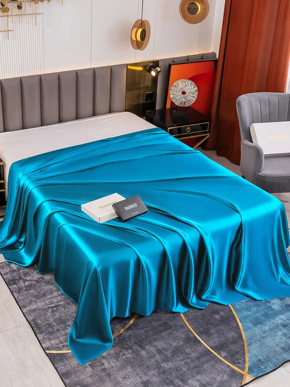 [Teal] SilkSilky-CA 19Momme Pure Silk Sheet 001