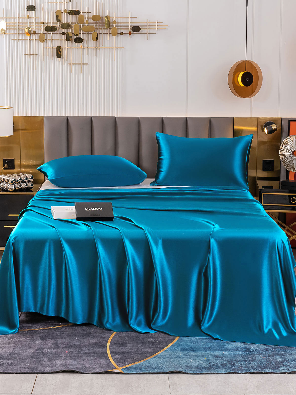 [Teal] SilkSilky-CA 19Momme Pure Silk Sheet 002