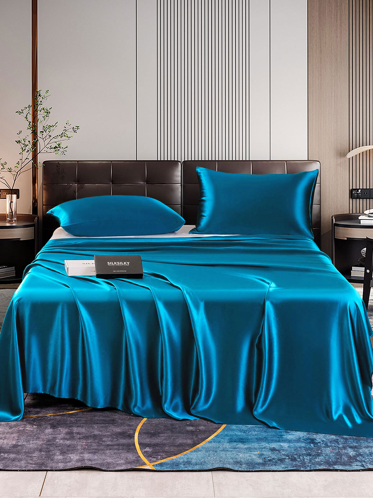 [Teal] SilkSilky-CA 22Momme Pure Silk Bedding Set 001