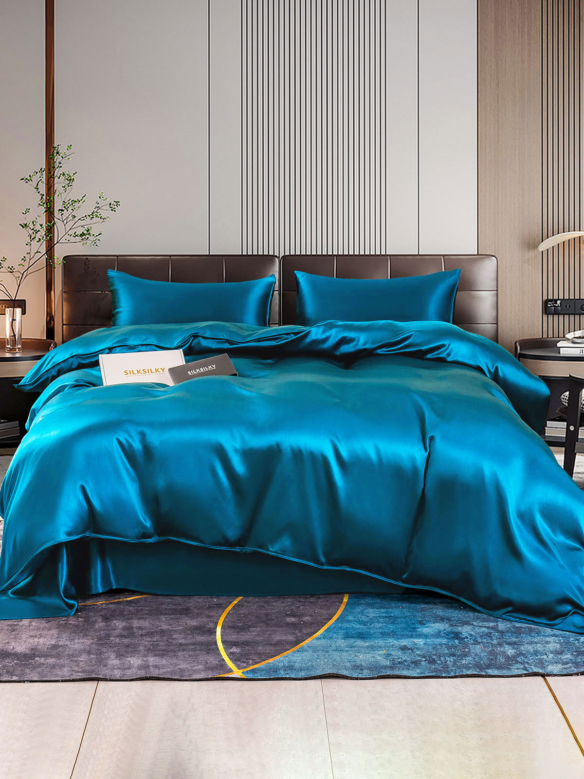 [Teal] SilkSilky-CA 22Momme Pure Silk Bedding Set 001