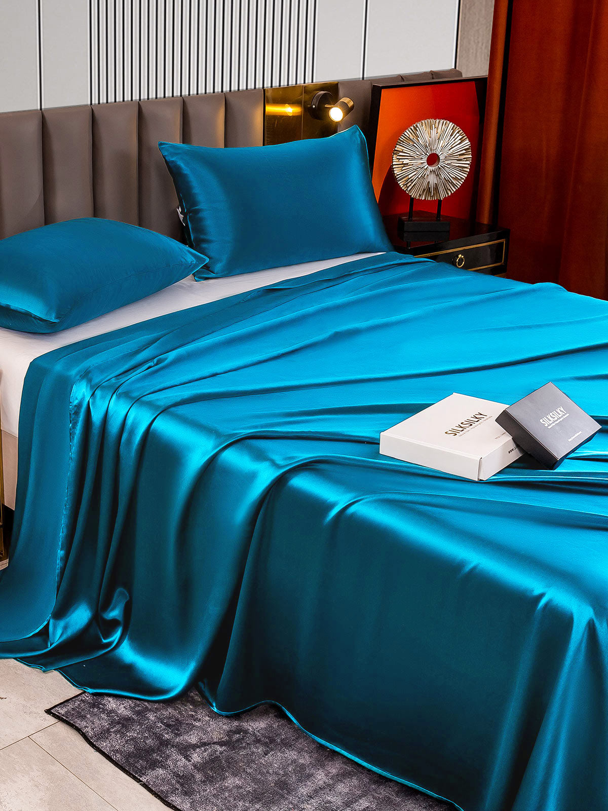 [Teal] SilkSilky-CA 22Momme Pure Silk Bedding Set 004