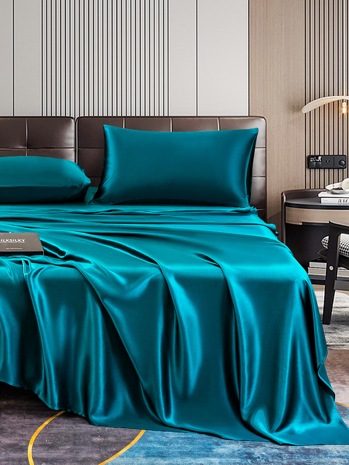 [Teal] SilkSilky-CA 22Momme Pure Silk Bedding Set 006