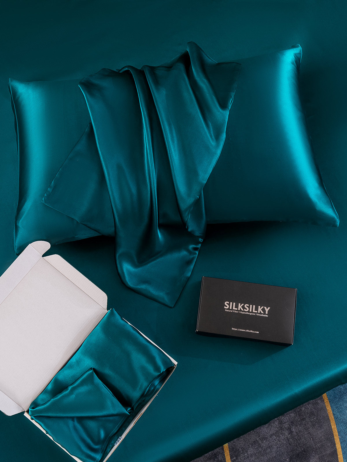 [Teal] SilkSilky-CA 22Momme Pure Silk Pillowcase 006