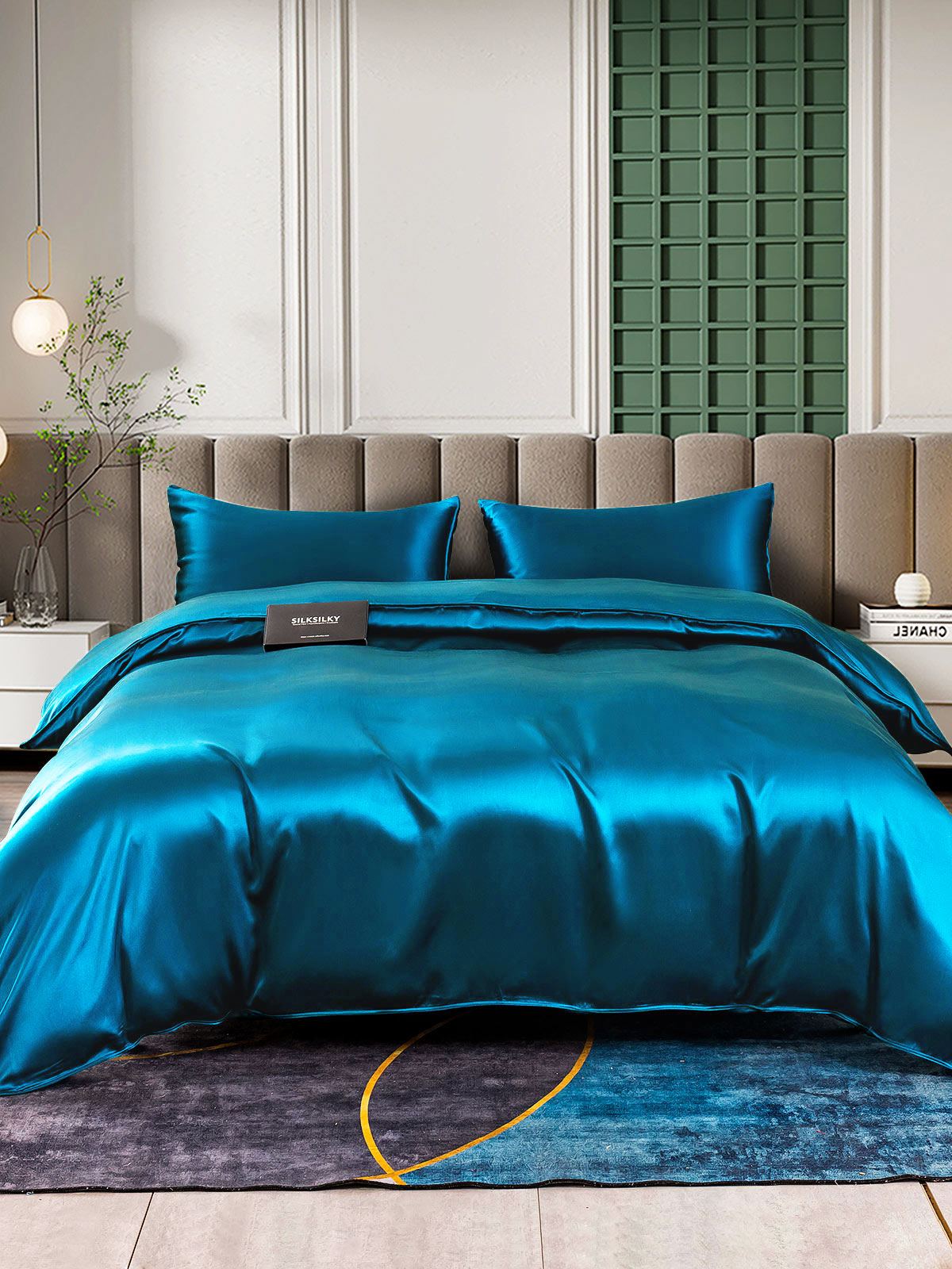 [Teal] SilkSilky-CA 25Momme Pure Silk Bedding Set 002