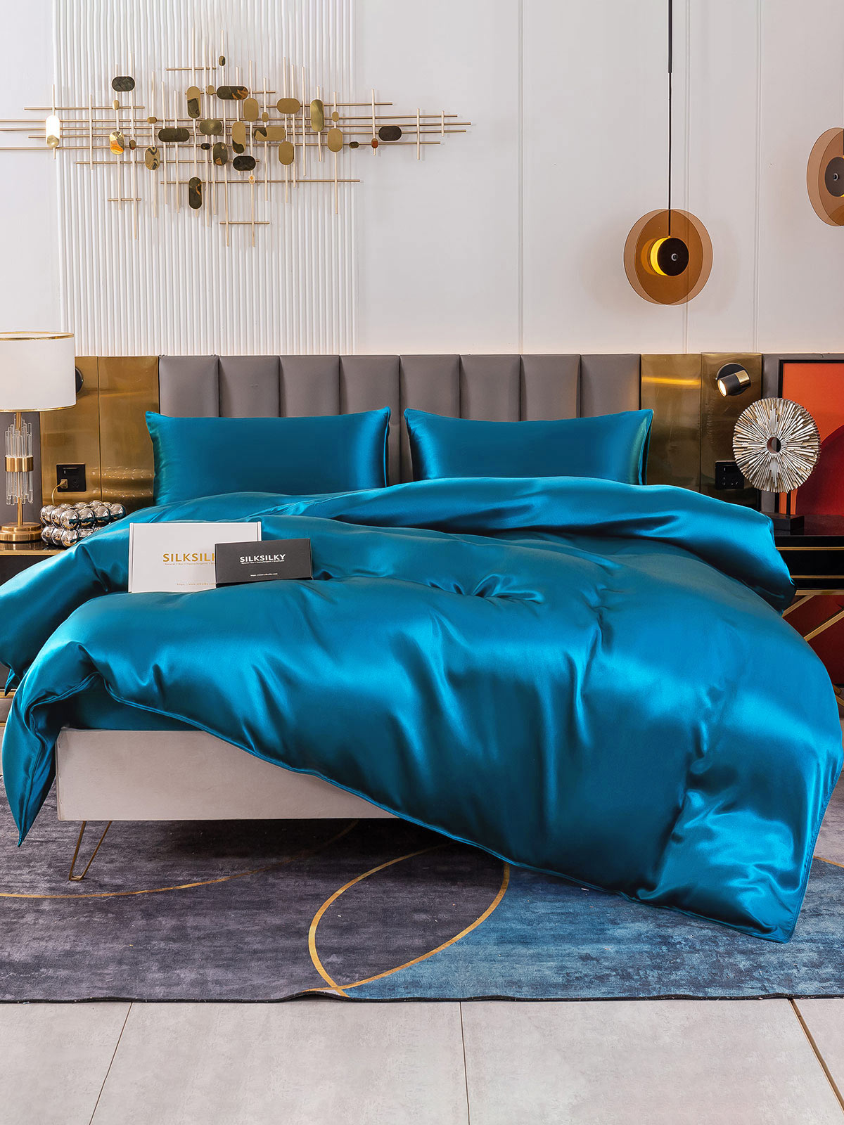 [Teal] SilkSilky-CA 25Momme Pure Silk Duvet Cover 002