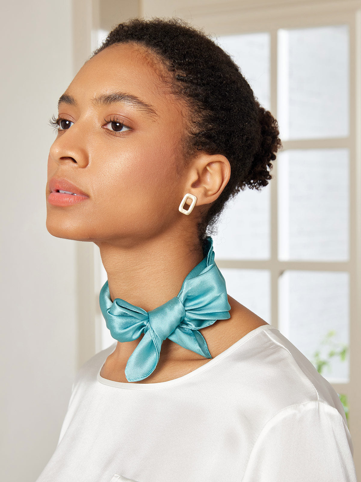 [Teal] SilkSilky-CA Pure Silk Scarf 001