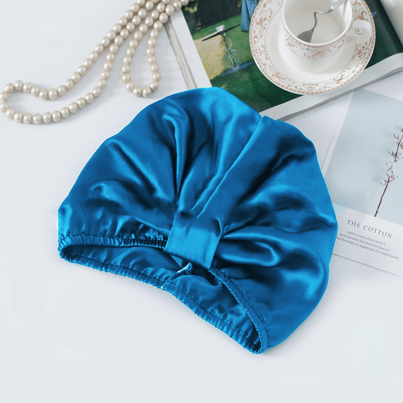 [Teal] SilkSilky-CA Pure Silk Sleep Cap 002
