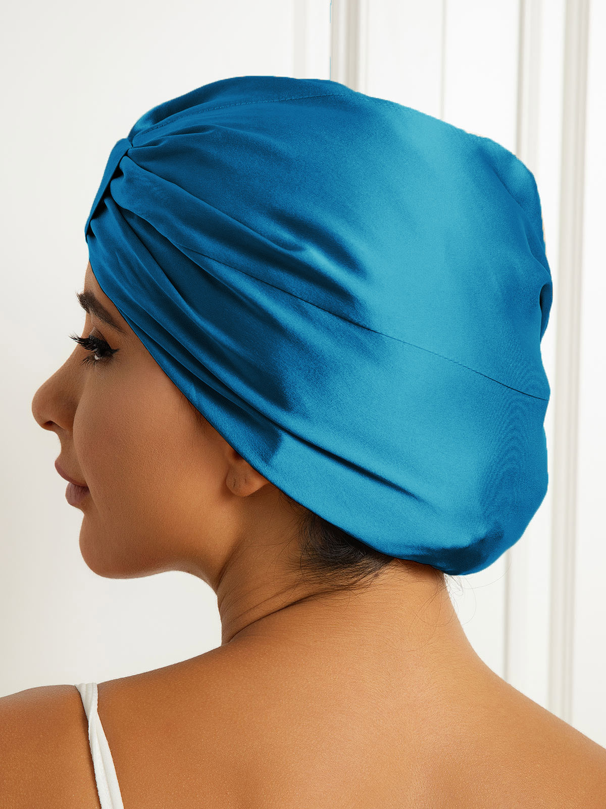 [Teal] SilkSilky-CA Pure Silk Sleep Cap 004