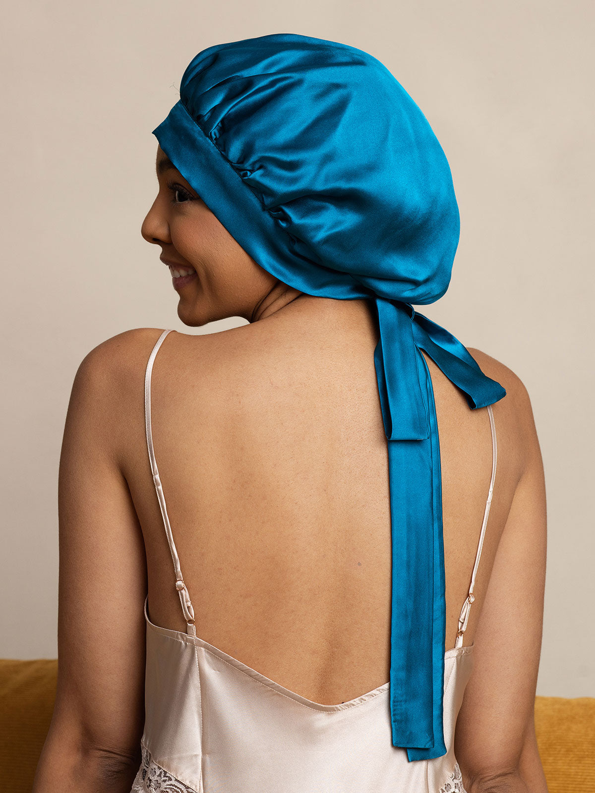 [Teal] SilkSilky-CA Pure Silk Sleep Cap 005