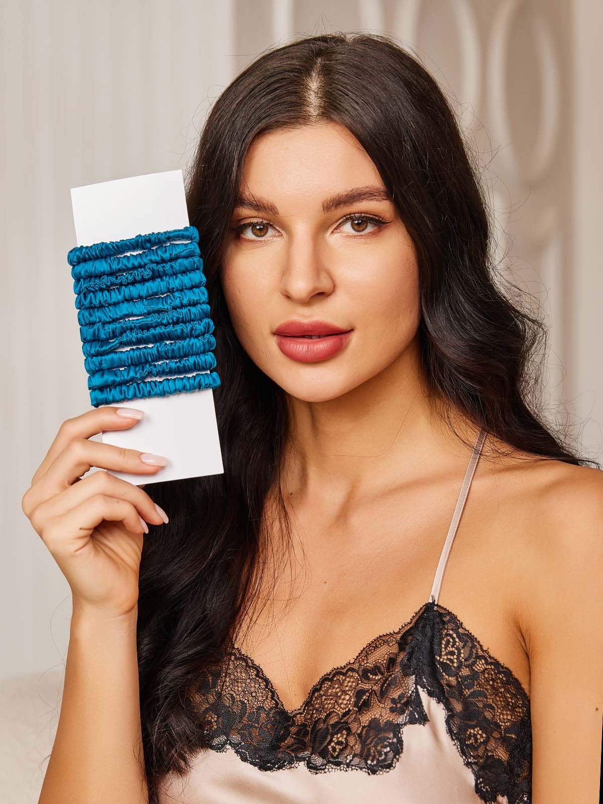 [Teal] SilkSilky-CA Scrunchie 001