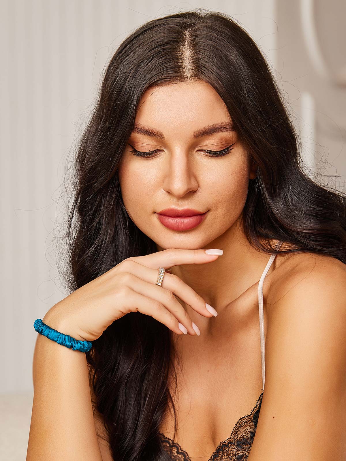 [Teal] SilkSilky-CA 19Momme Scrunchie 002