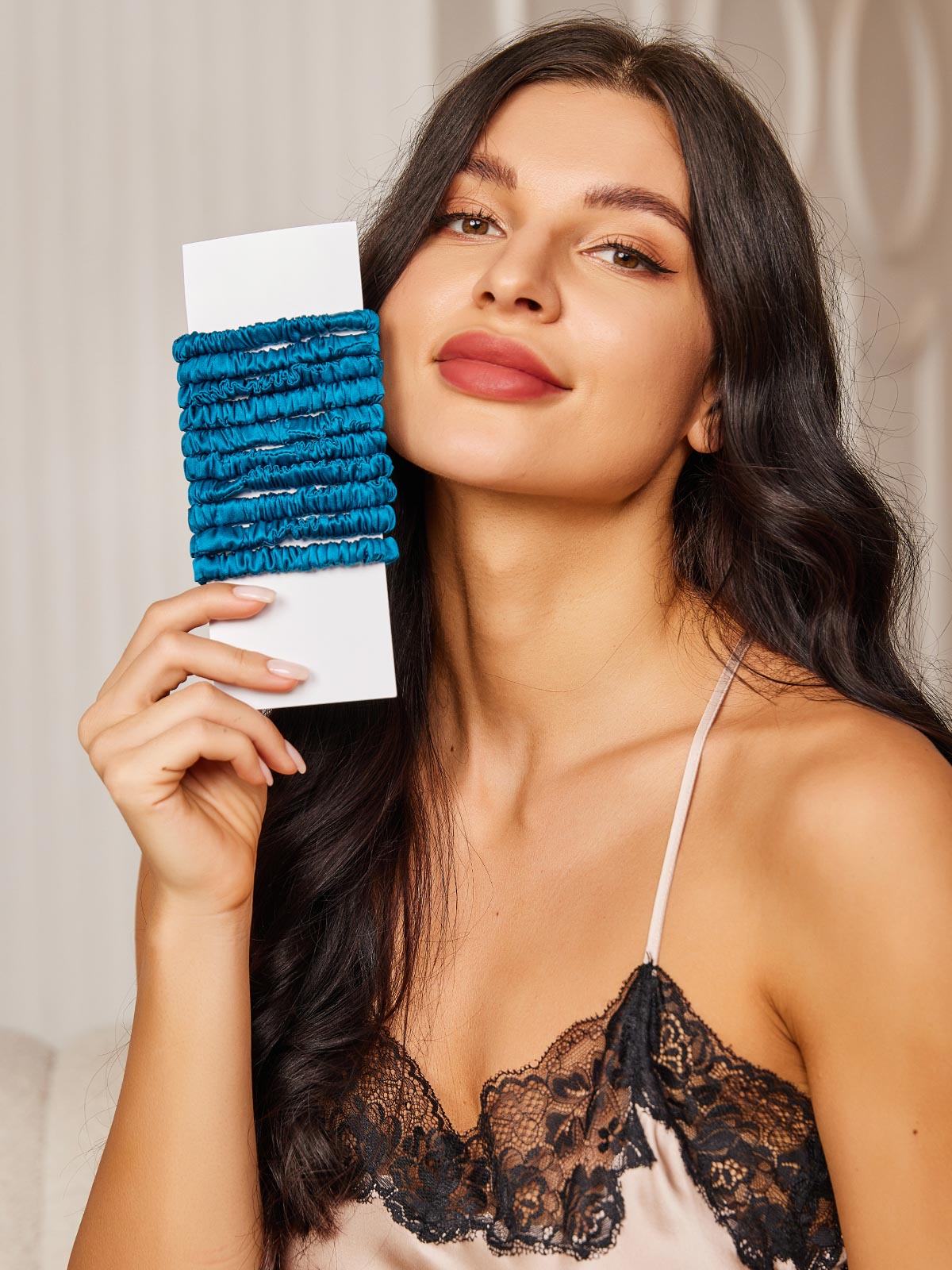 [Teal] SilkSilky-CA Scrunchie 002