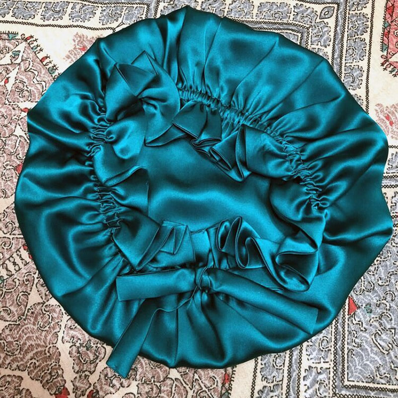 [Teal] SilkSilky-CA Pure Silk Sleep Cap 004