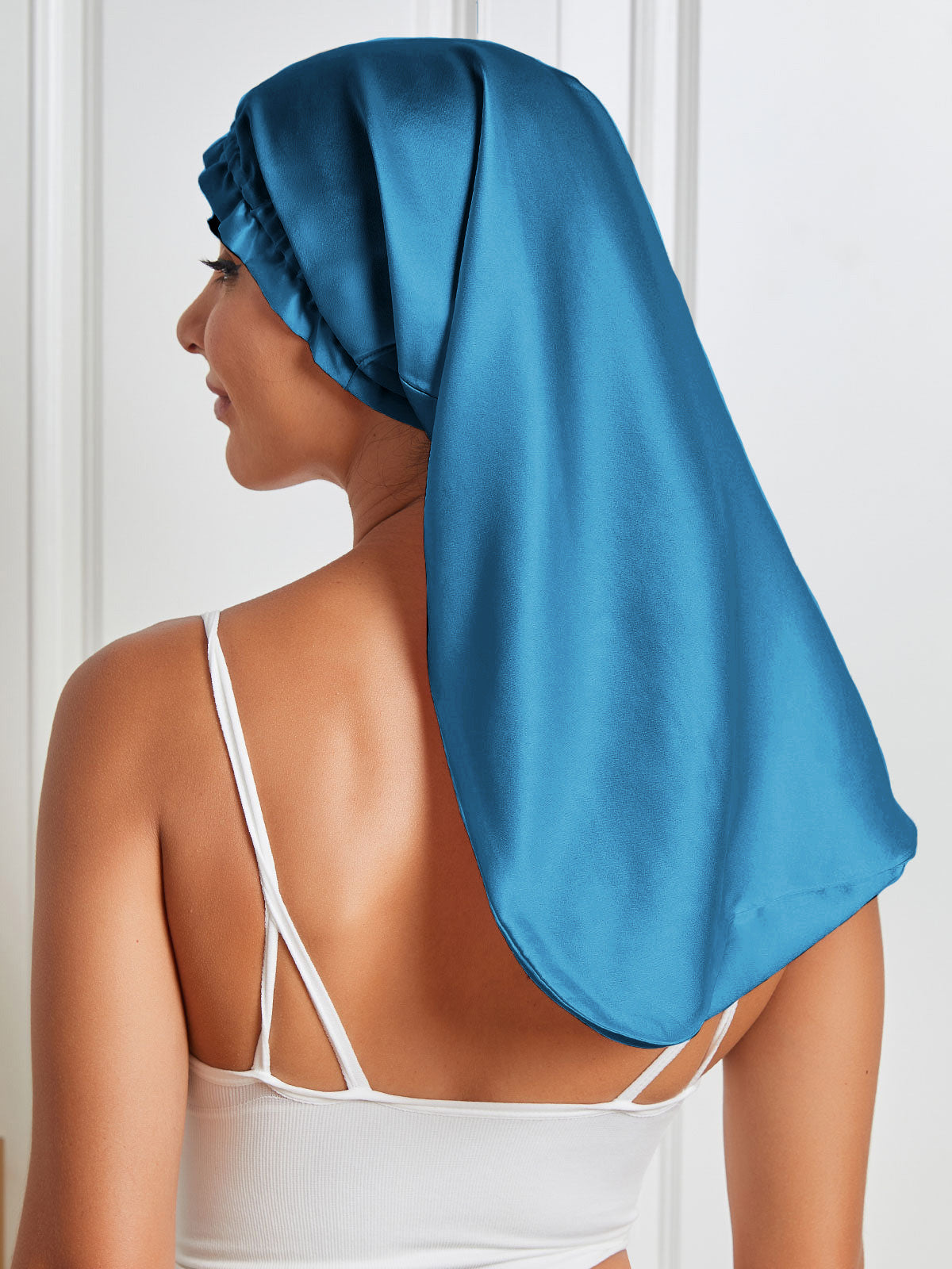 [Teal] SilkSilky-CA Pure Silk Sleep Cap 006
