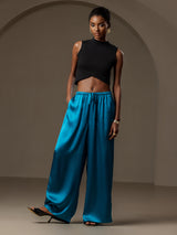 [Teal] SilkSilky-CA Women's Pants 004