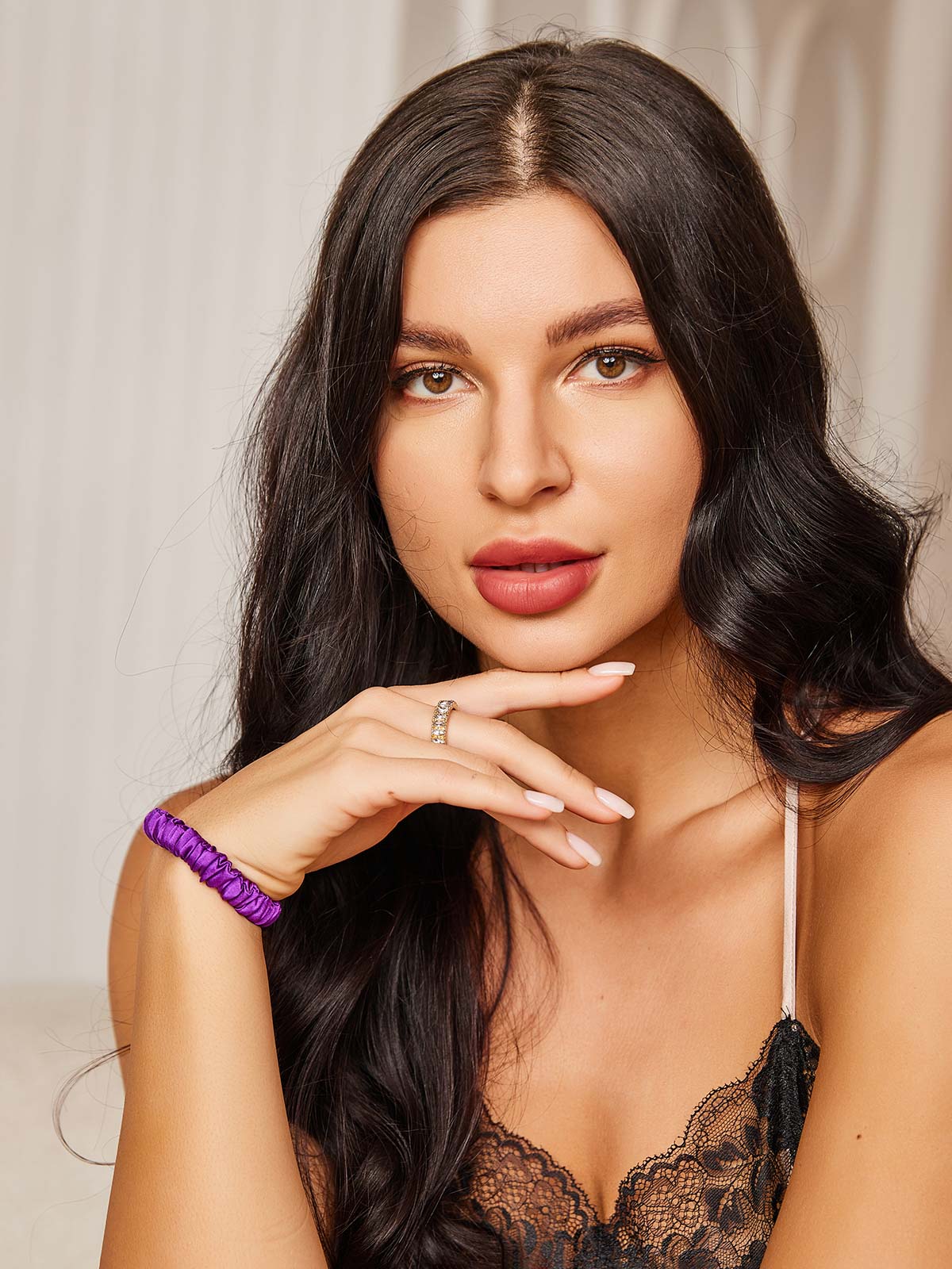 [Purple] SilkSilky-CA 19Momme Scrunchie 002