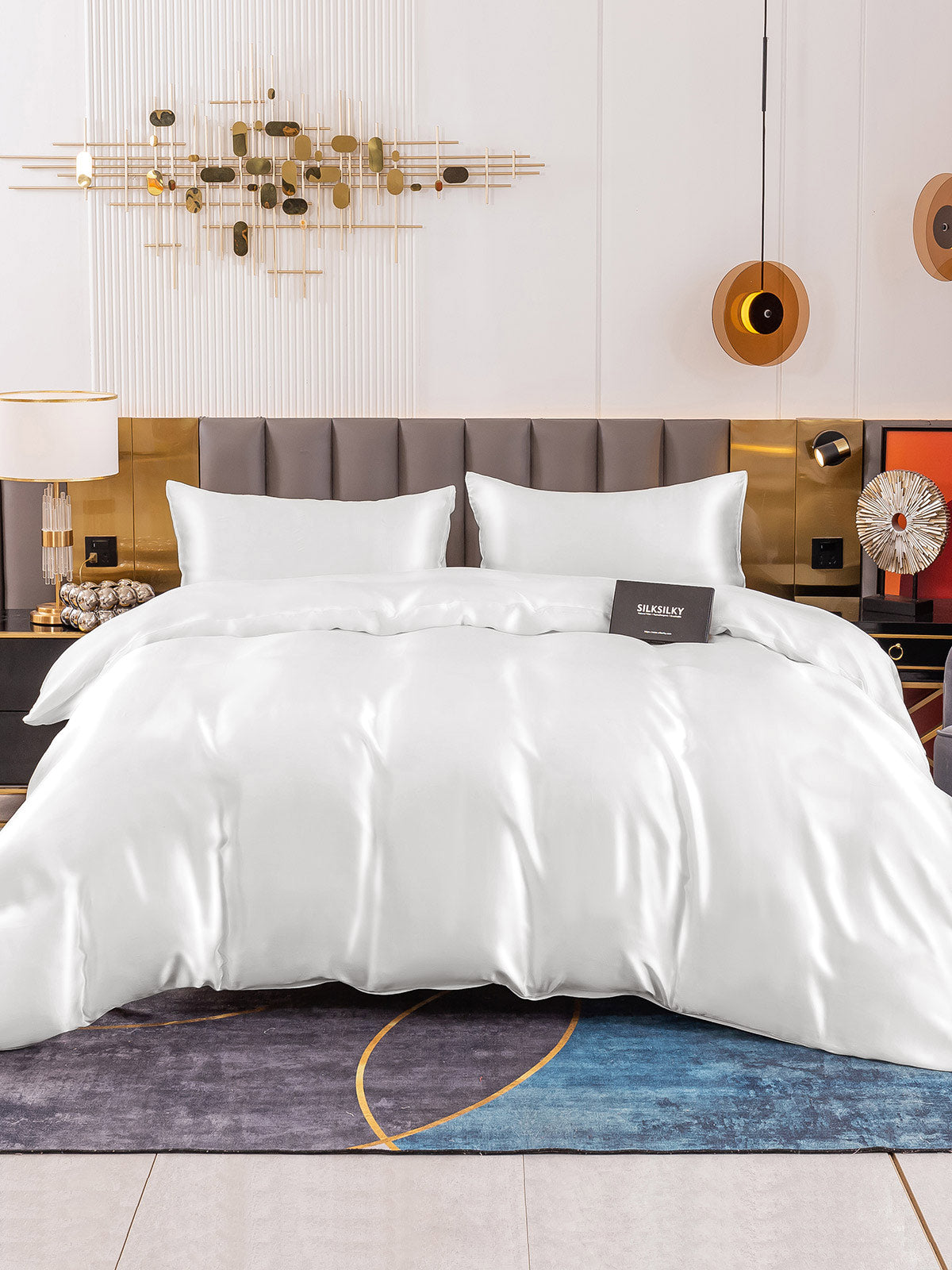 [White] SilkSilky-CA 19Momme Pure Silk Bedding Set 002