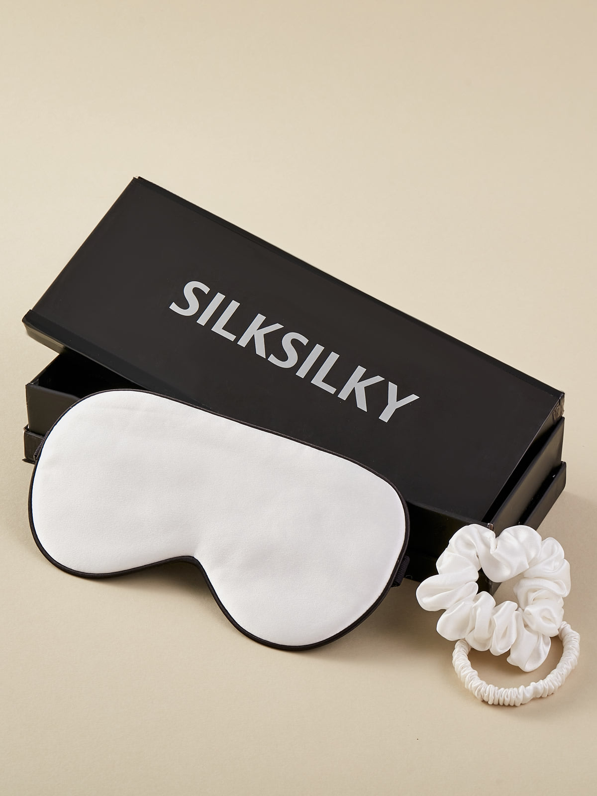 [White] SilkSilky-CA 19Momme Pure Silk Eye Mask 001