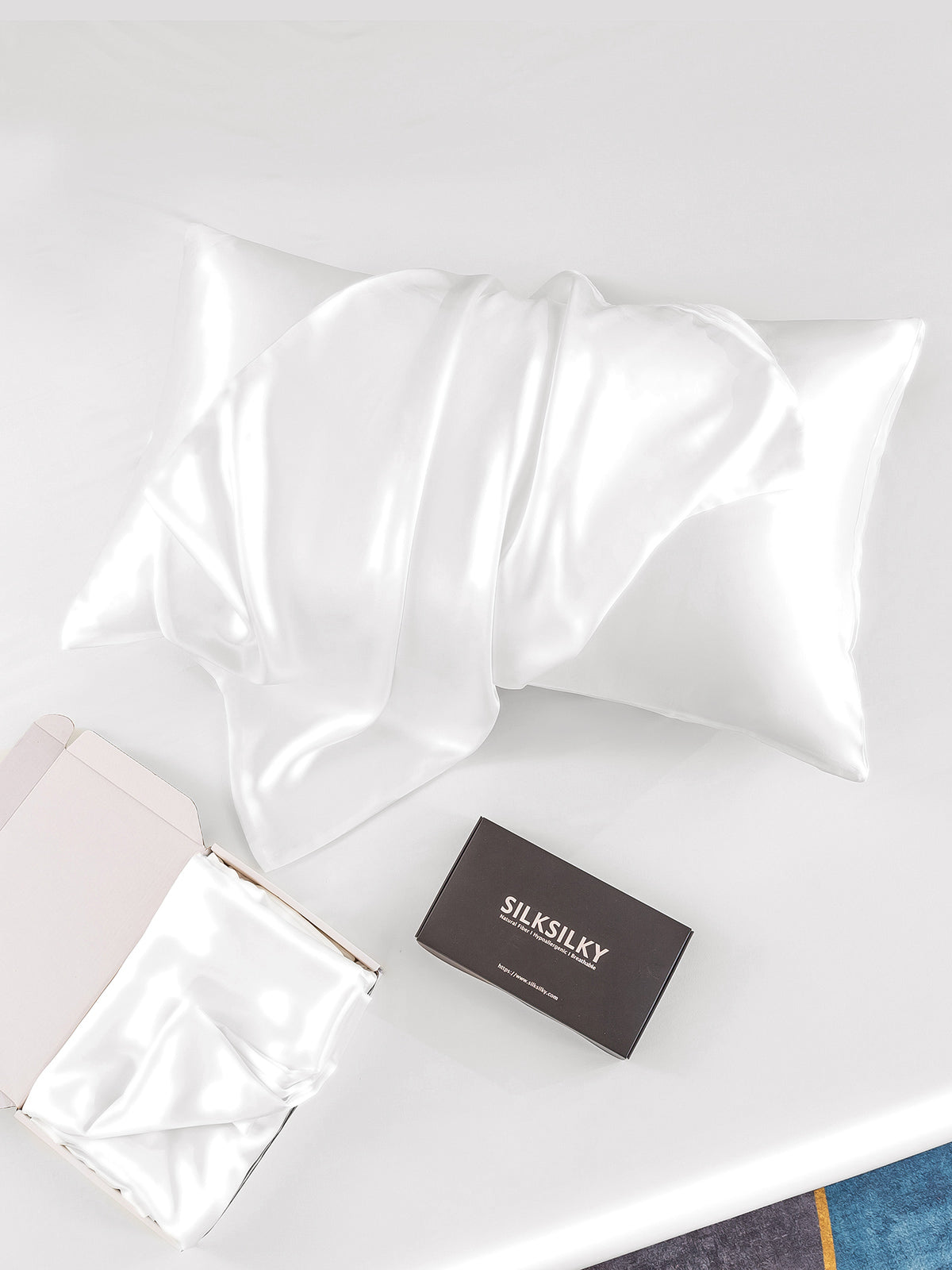 [White] SilkSilky-CA 19Momme Pure Silk Pillowcase 004