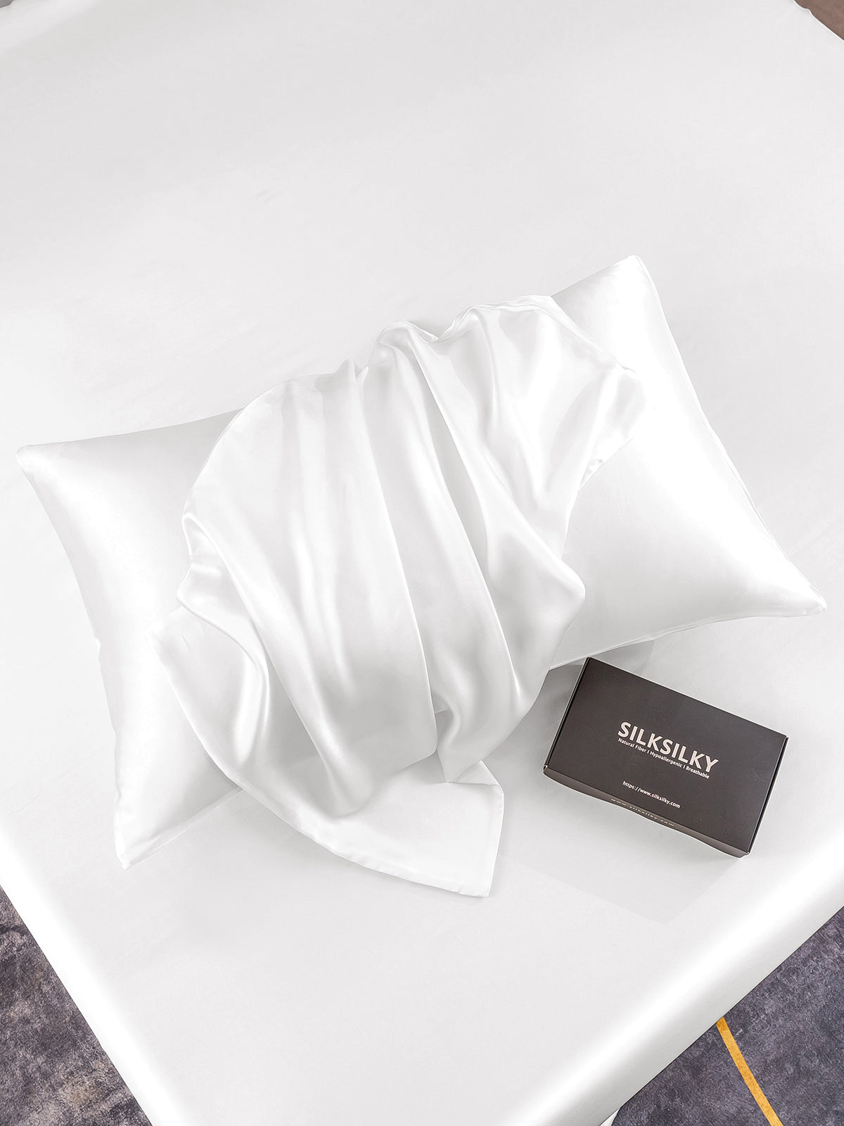 [White] SilkSilky-CA 19Momme Pure Silk Pillowcase 006