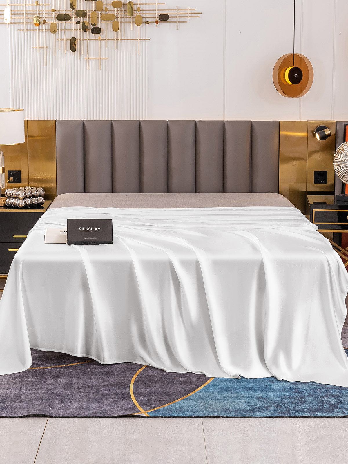 [White] SilkSilky-CA 19Momme Pure Silk Sheet 002