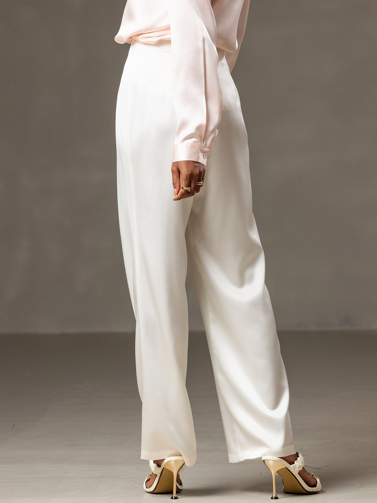 [White] SilkSilky-CA 19Momme Silk Womens Pants 002