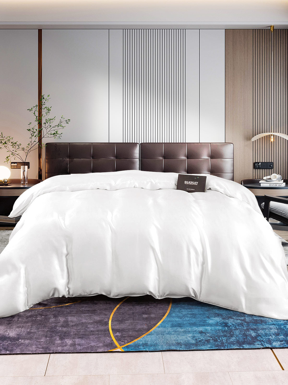 [White] SilkSilky-CA 22Momme Pure Silk Duvet Cover 001