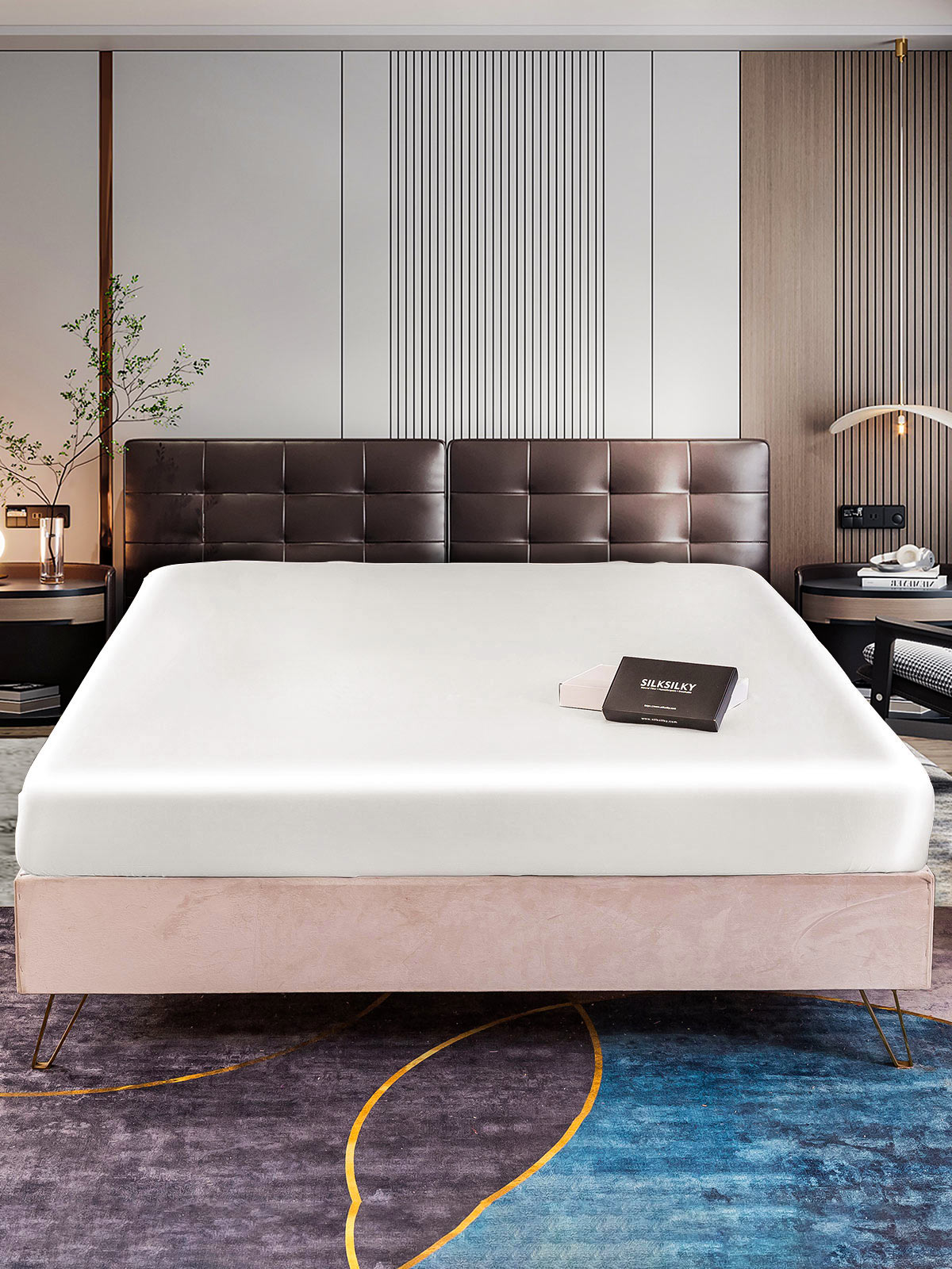 [White] SilkSilky-CA 22Momme Pure Silk Sheet 001