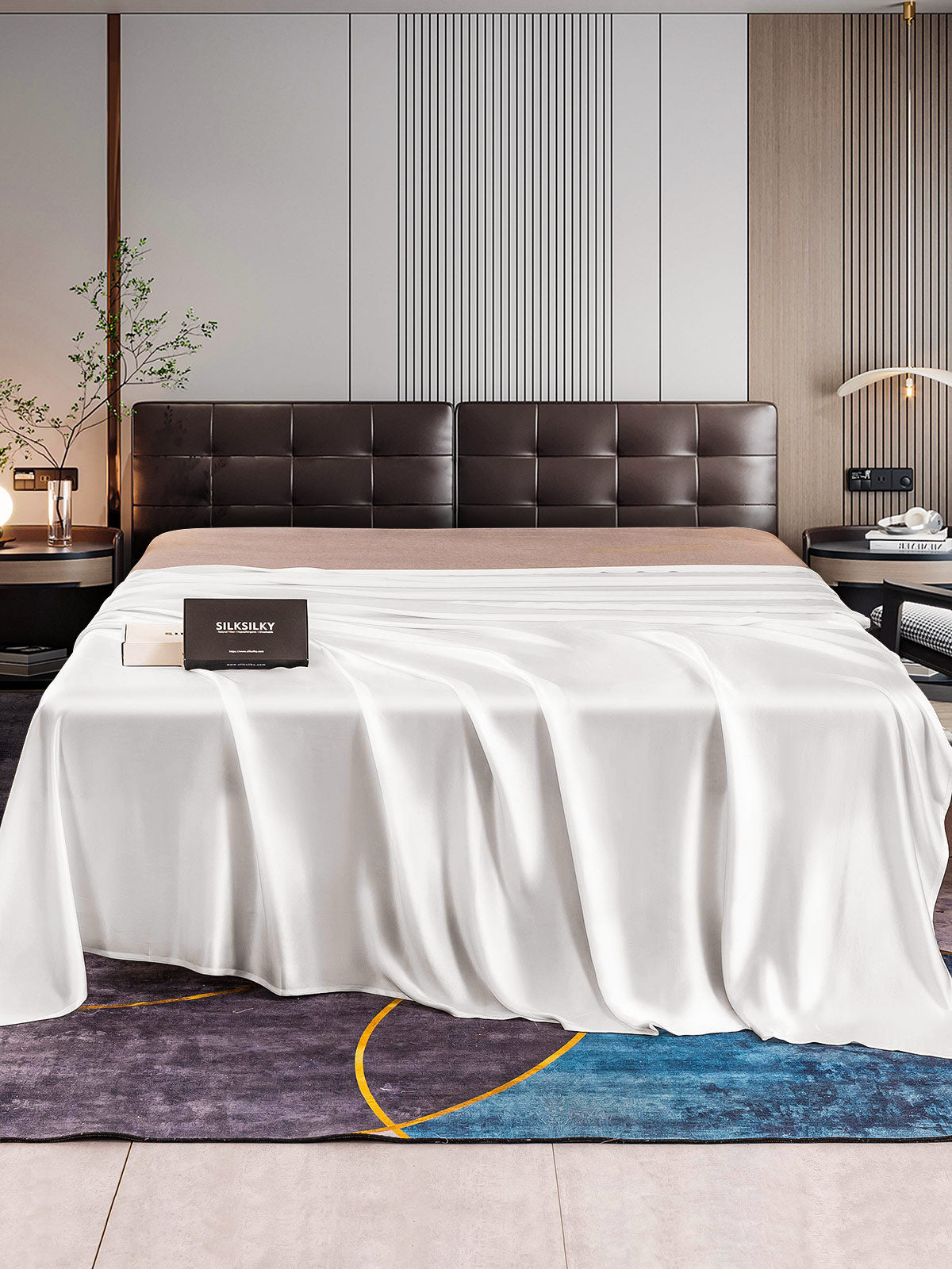 [White] SilkSilky-CA 22Momme Pure Silk Sheet 001