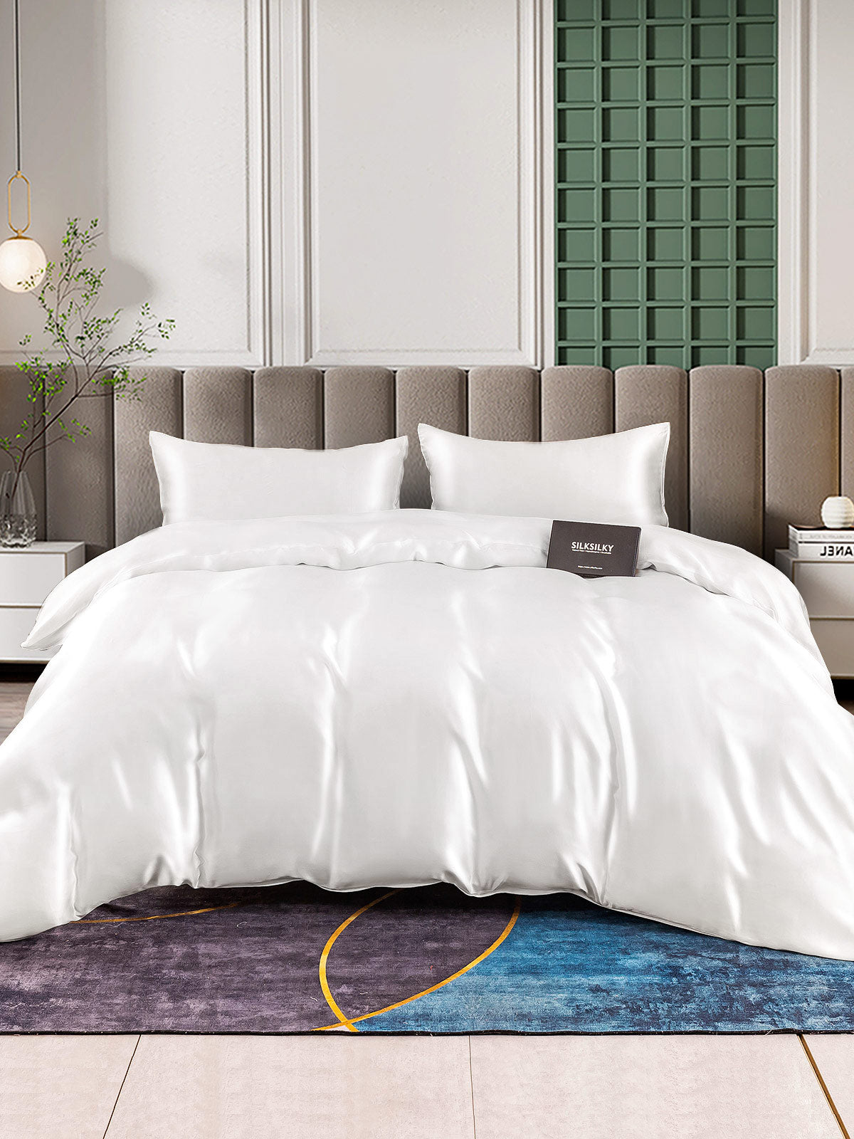 [White] SilkSilky-CA 25Momme Pure Silk Bedding Set 002