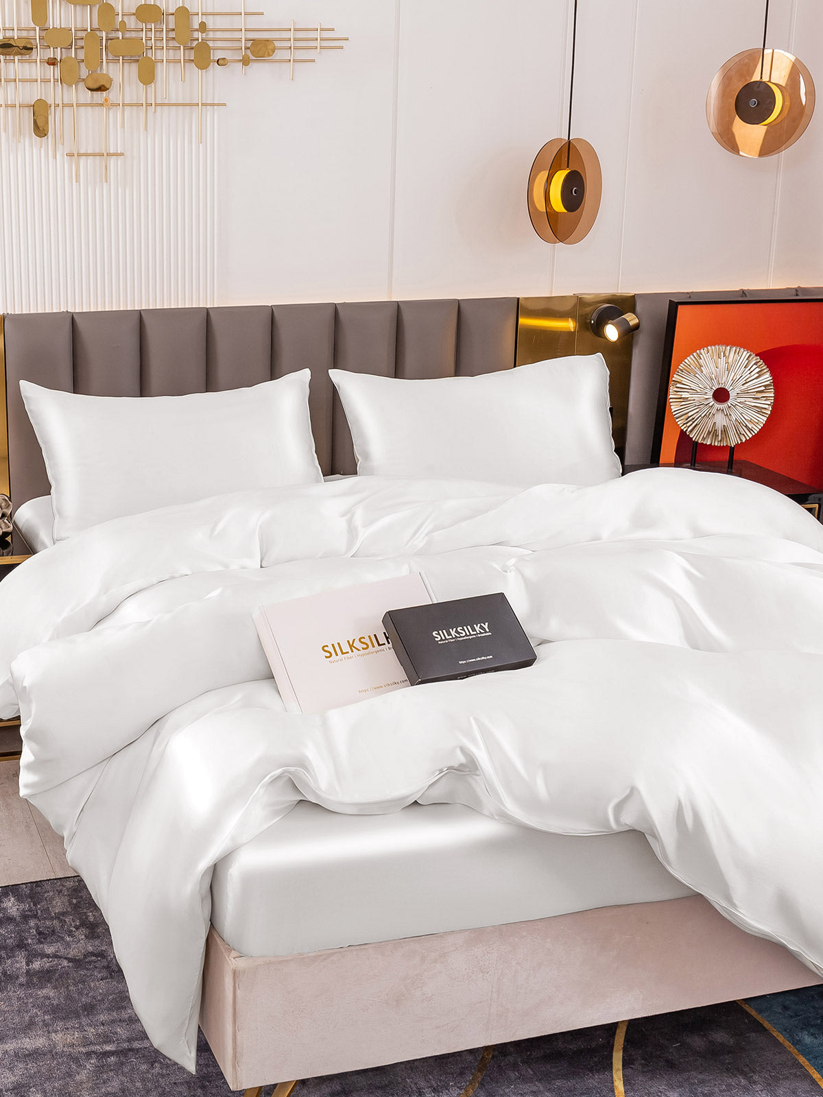 [White] SilkSilky-CA 25Momme Pure Silk Duvet Cover 002