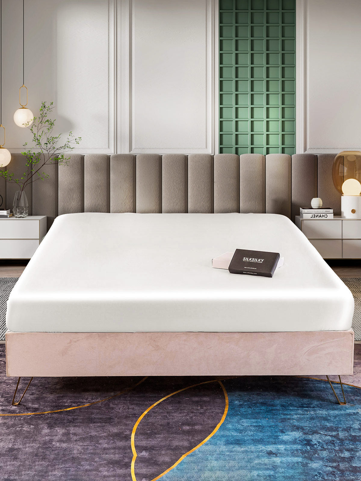 [White] SilkSilky-CA 25Momme Pure Silk Sheet 002