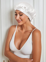[White] SilkSilky-CA Sleep Cap 005