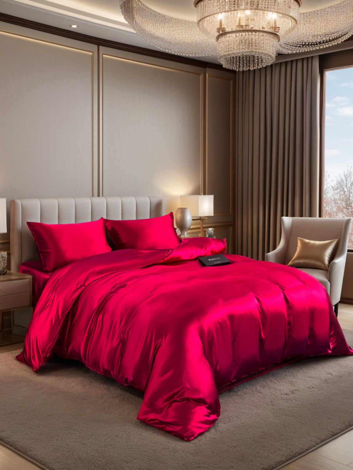 [Wine] SilkSilky-CA 19Momme Pure Silk Bedding Set 001