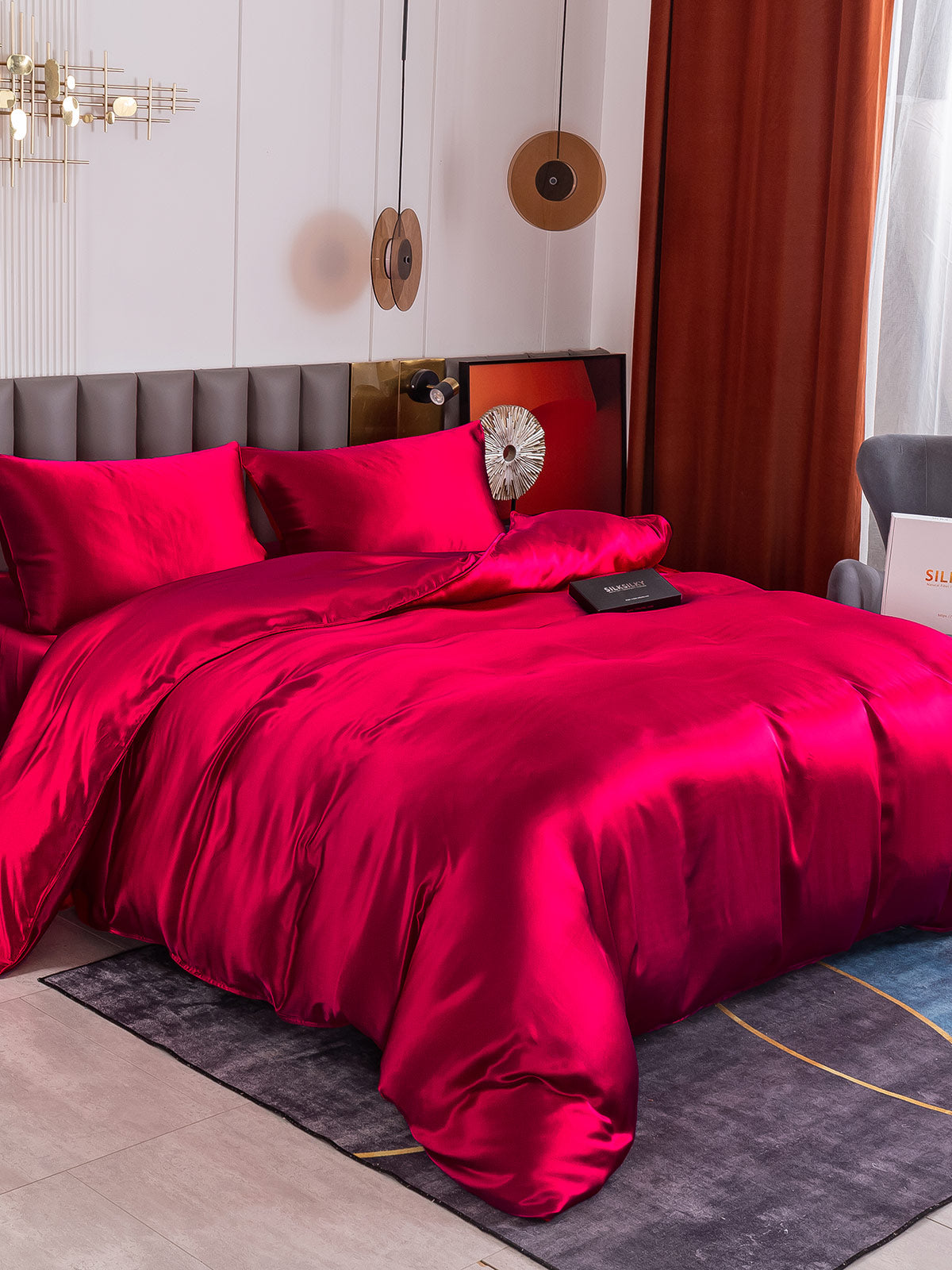 [Wine] SilkSilky-CA 19Momme Pure Silk Bedding Set 001
