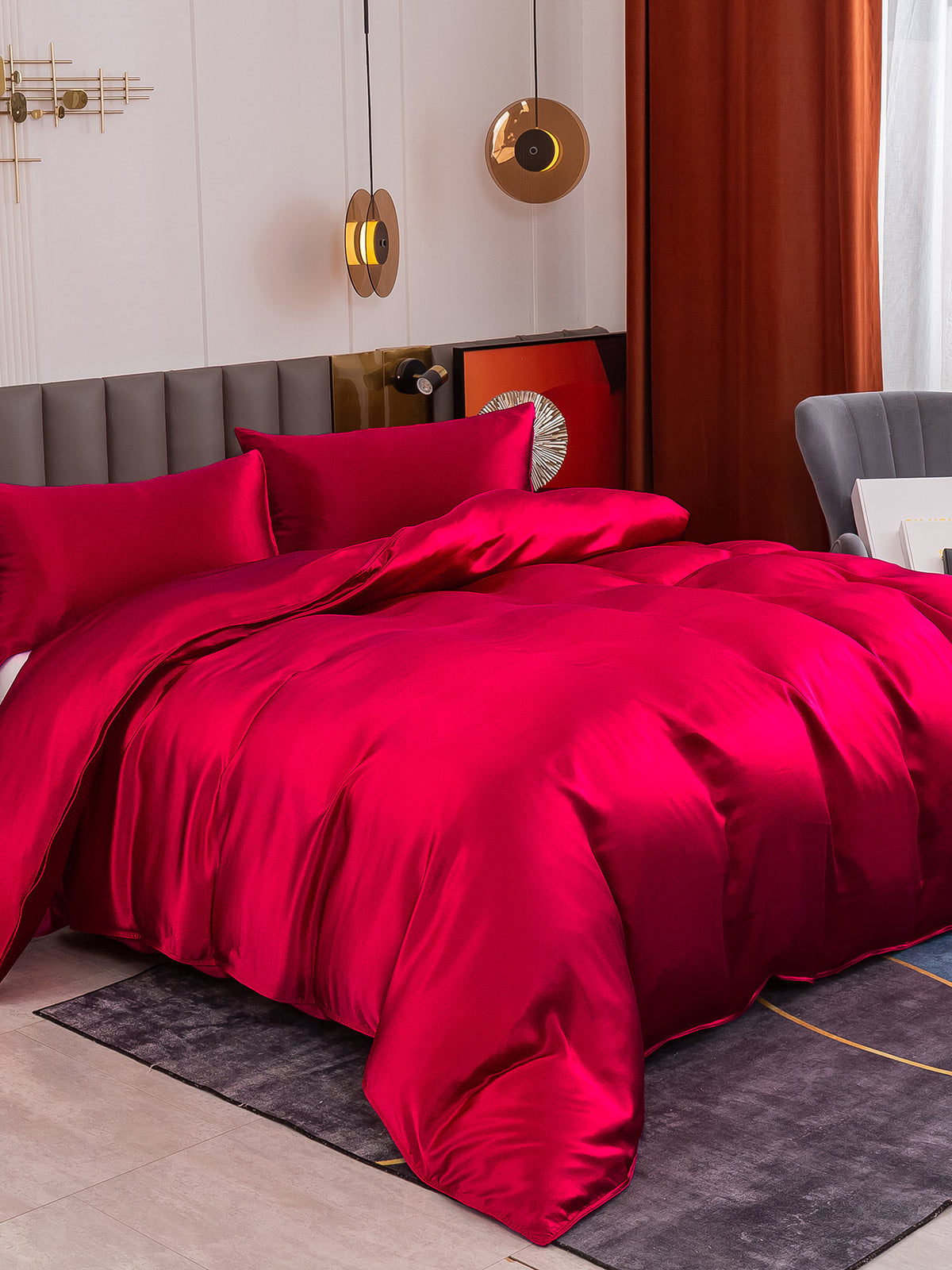 [Wine] SilkSilky-CA 19Momme Pure Silk Bedding Set 001