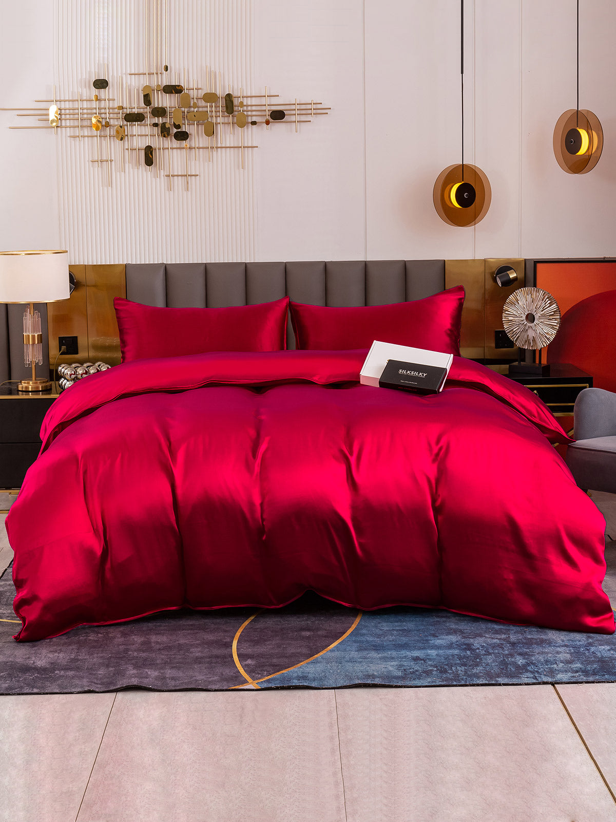 [Wine] SilkSilky-CA 19Momme Pure Silk Bedding Set 002