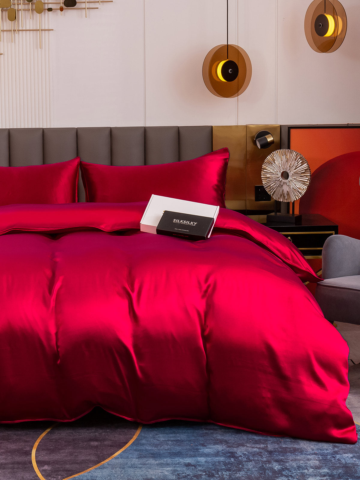 [Wine] SilkSilky-CA 19Momme Pure Silk Bedding Set 002