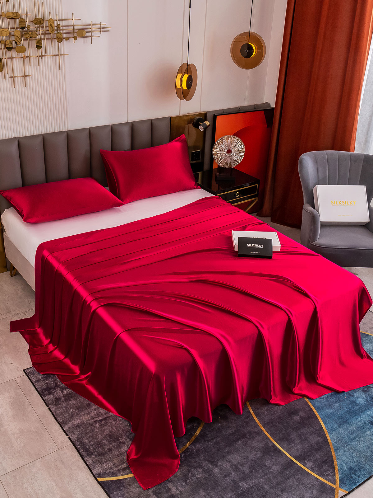 [Wine] SilkSilky-CA 19Momme Pure Silk Bedding Set 003