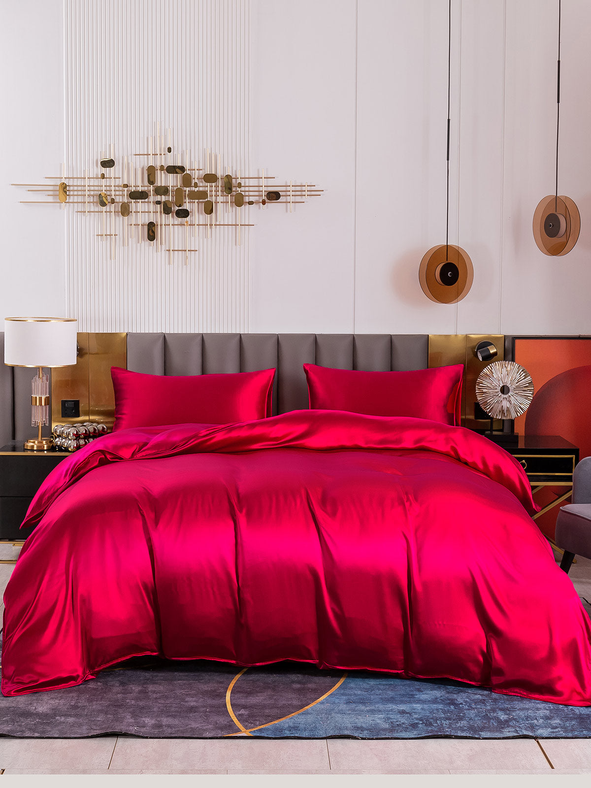 [Wine] SilkSilky-CA 19Momme Pure Silk Bedding Set 004