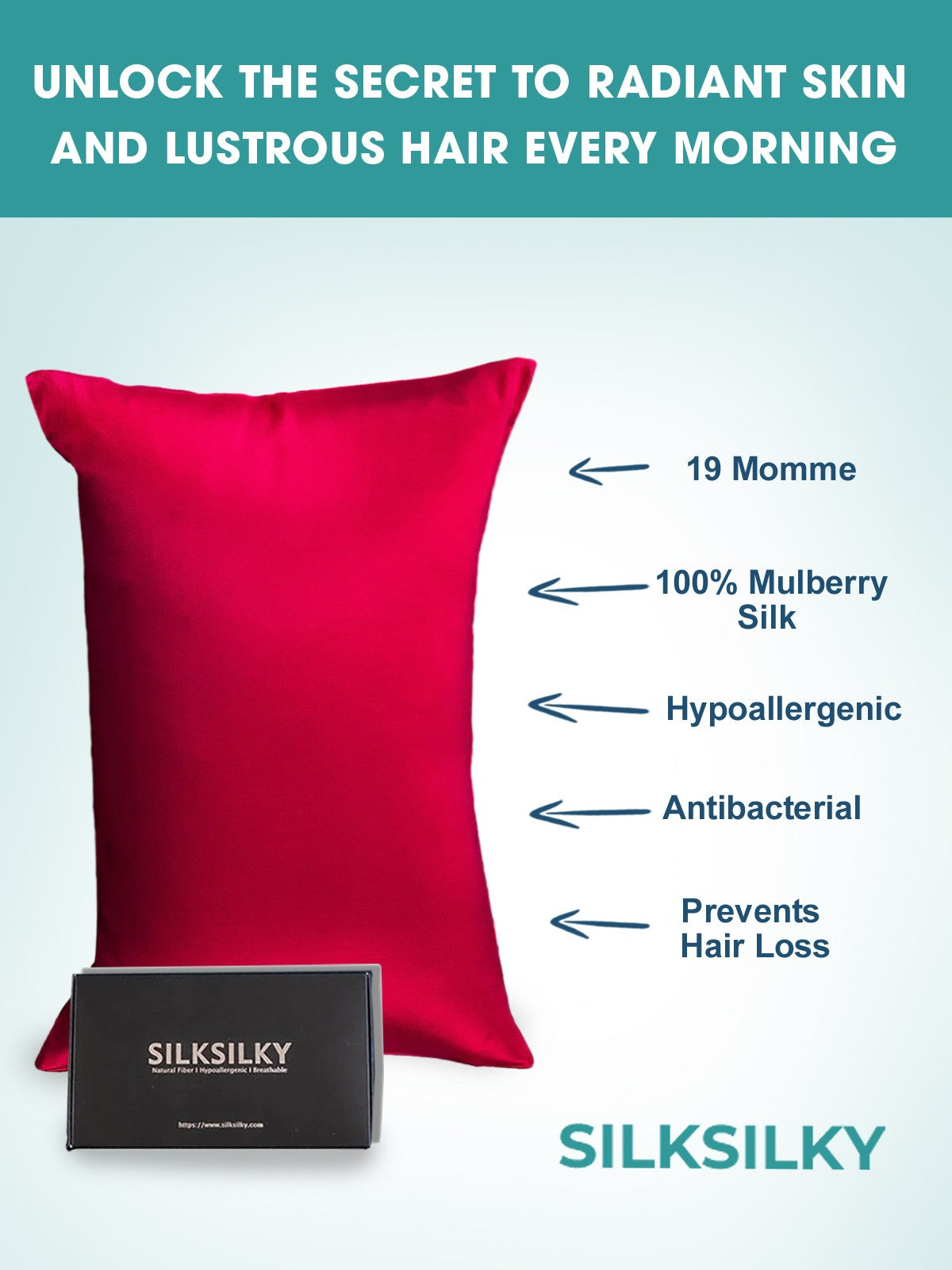 [Wine] SilkSilky-CA 19Momme Pure Silk Pillowcase 002