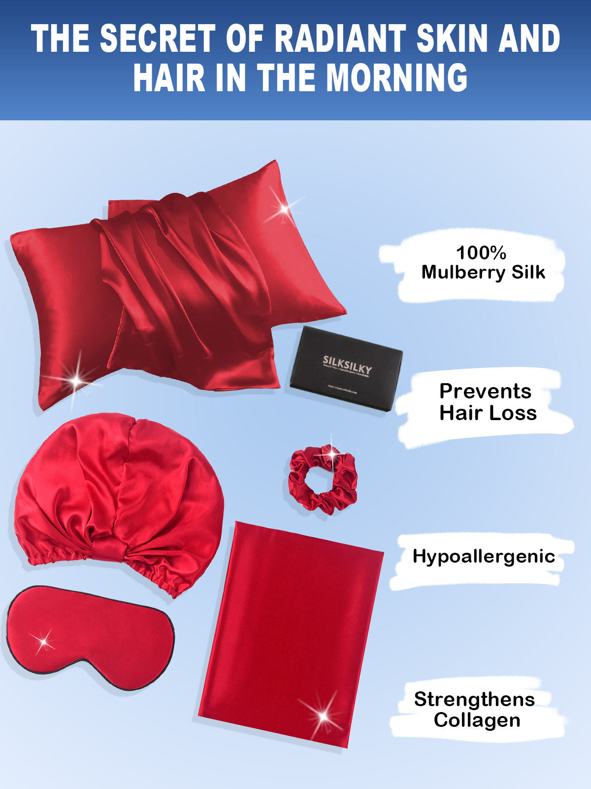 [Wine] SilkSilky-CA 19Momme Pure Silk Pillowcase Set 002