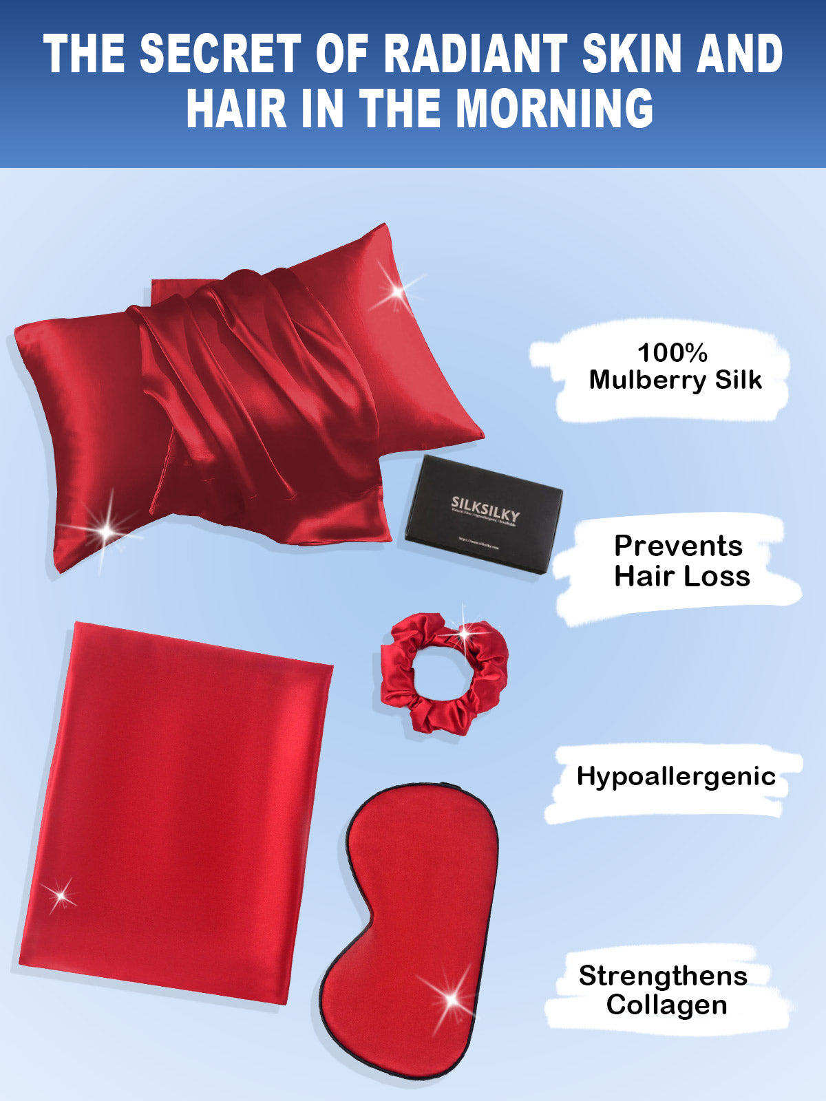[Wine] SilkSilky-CA 19Momme Pure Silk Pillowcase Set 002