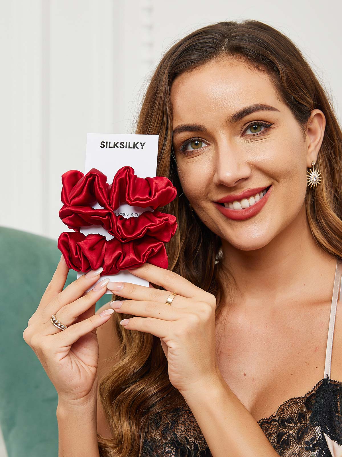 [Wine] SilkSilky-CA 19Momme Pure Silk Scrunchie 001