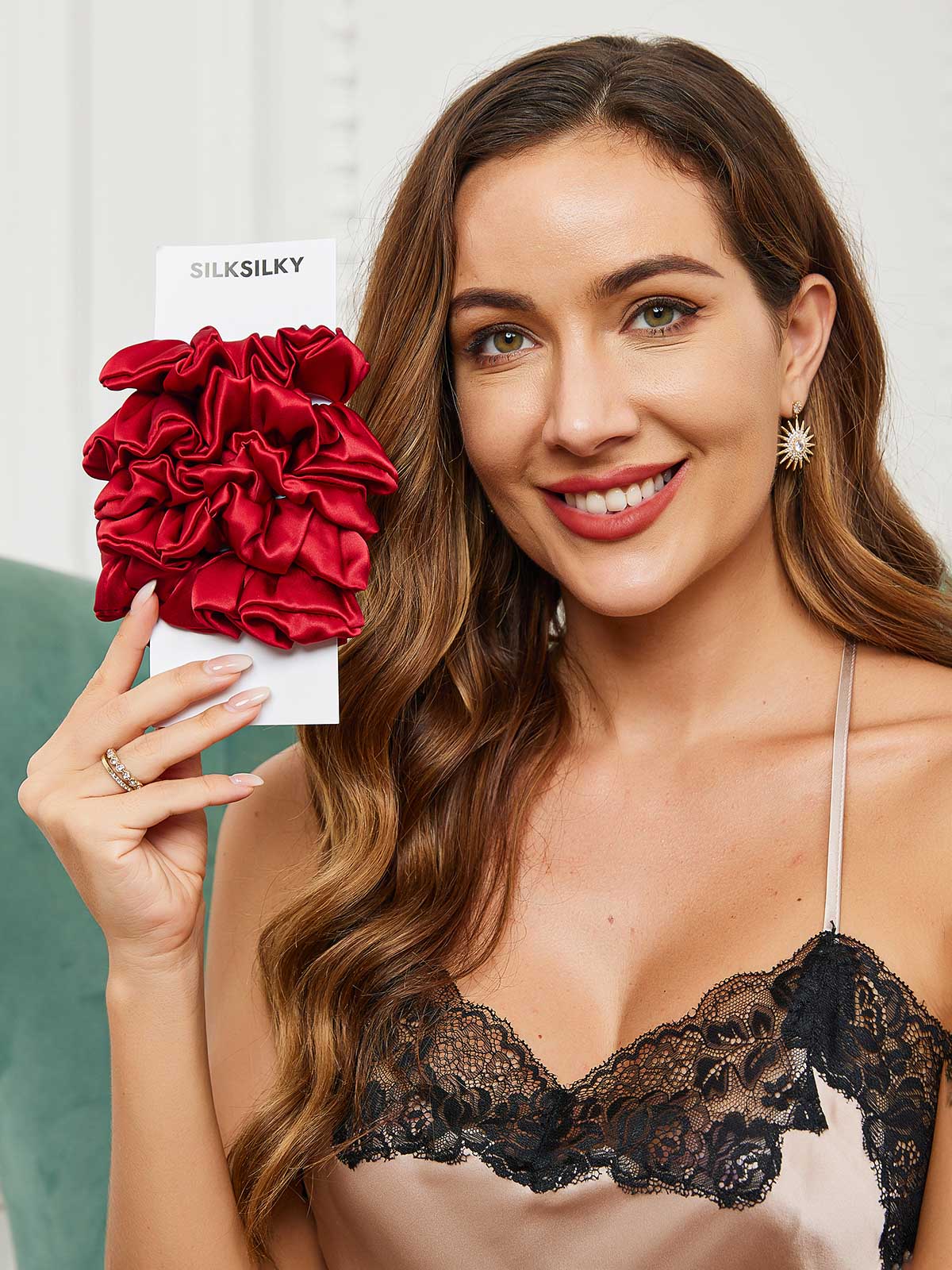 [Wine] SilkSilky-CA 19Momme Pure Silk Scrunchie 002