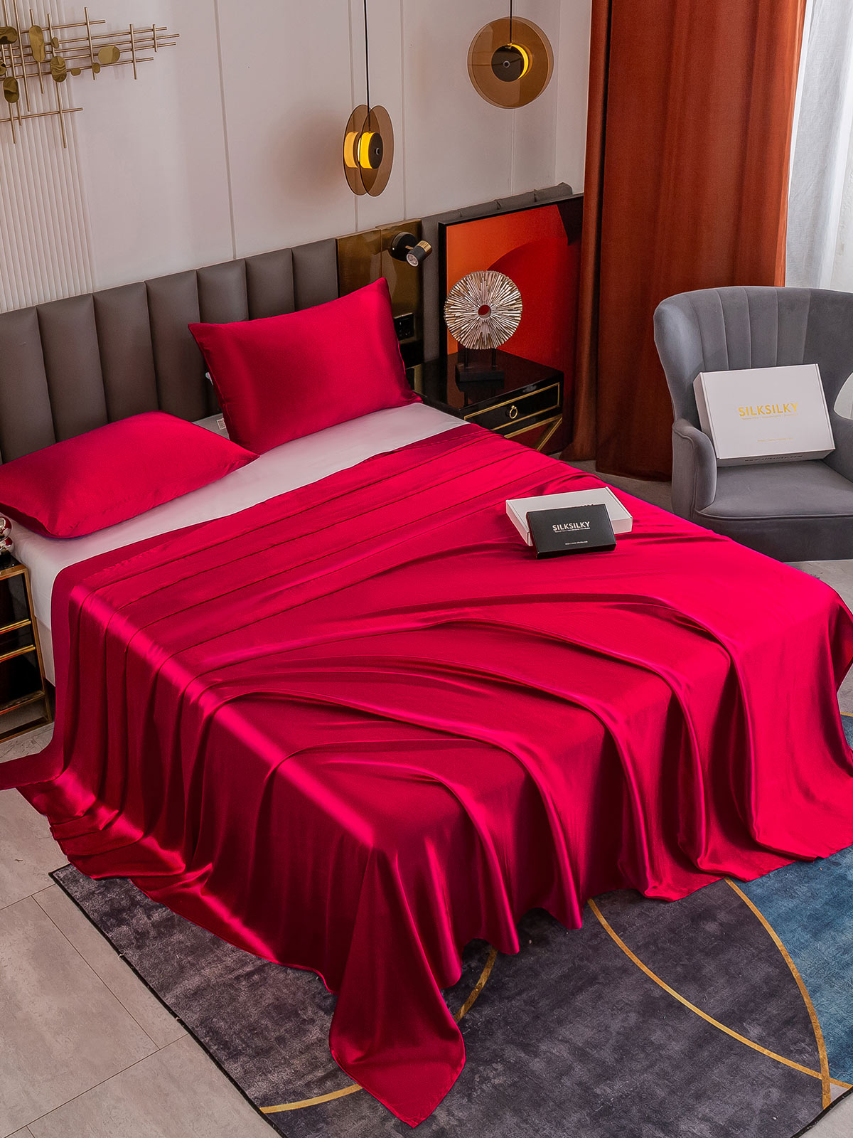 [Wine] SilkSilky-CA 19Momme Pure Silk Sheet 001