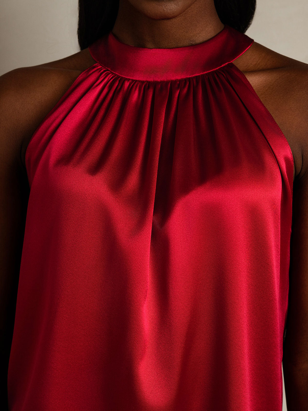 [Wine] SilkSilky-CA 19Momme Silk Sleeveless Womens T-Shirt 008