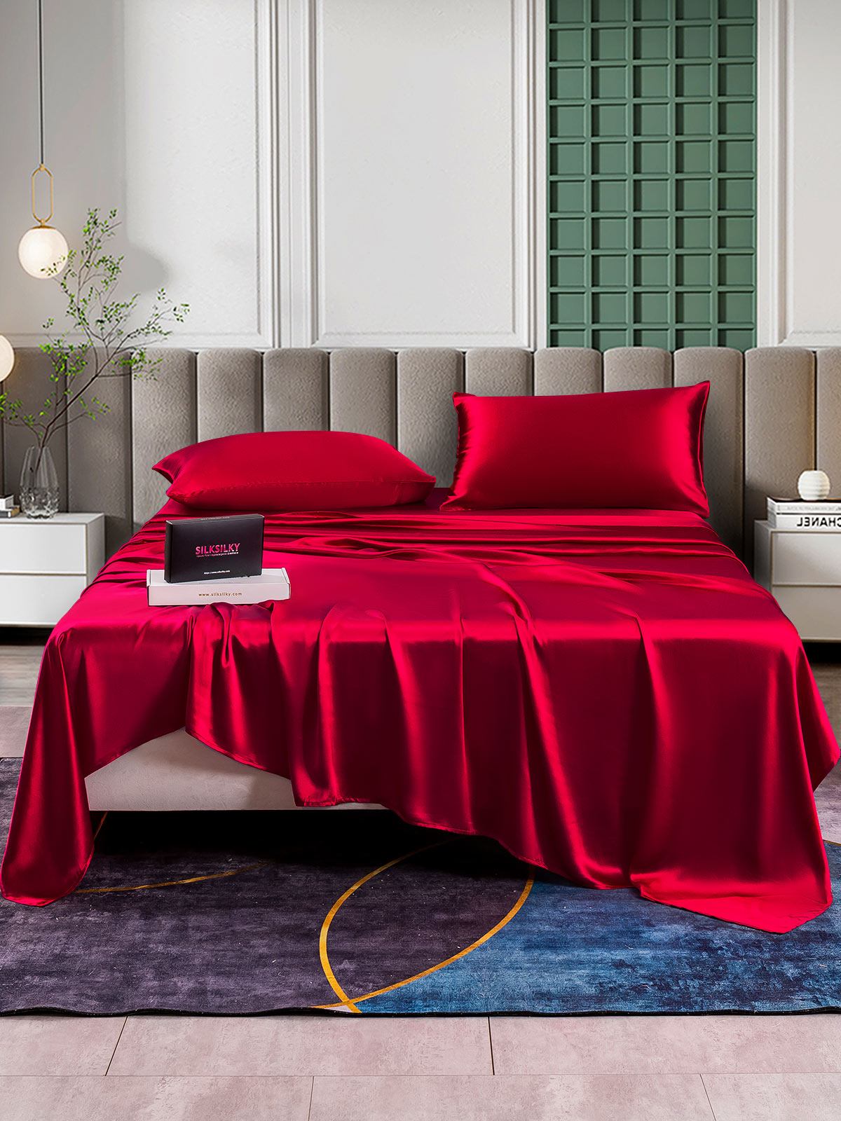 [Wine] SilkSilky-CA 25Momme Pure Silk Bedding Set 002