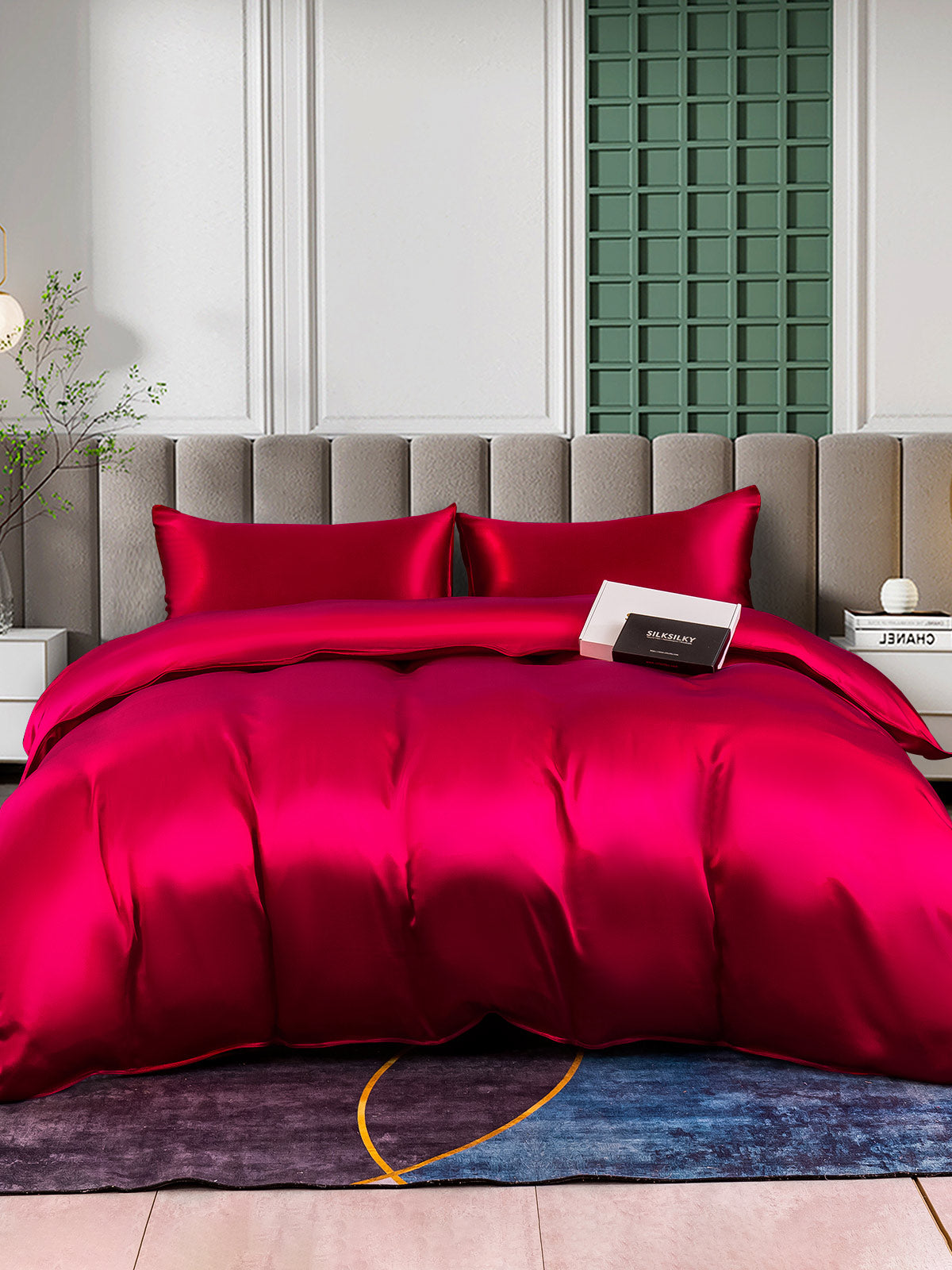 [Wine] SilkSilky-CA 25Momme Pure Silk Bedding Set 002