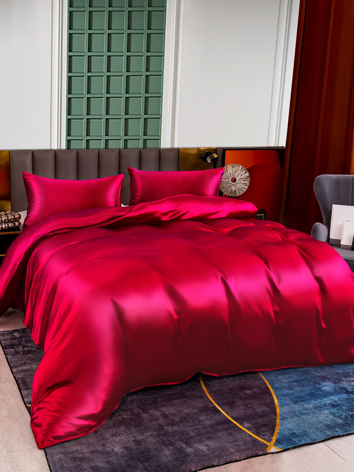 [Wine] SilkSilky-CA 25Momme Pure Silk Bedding Set 004